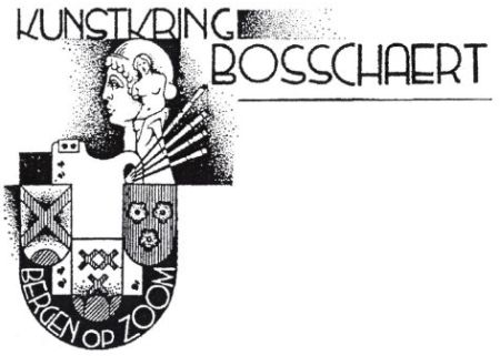 Het logo van de Kunstkring Bosschaert, ontworpen door beeldend kunstenaar Louis Weijts (1905-1995). Het ontwerp werd gemaakt in 1936 en werd ook gebruikt voor verlotingen in 1937 en 1938 voor de club. Louis Weijts was de oprichter èn lid van de Kunstkring Bosschaert en hij gaf daar tevens leerlingen tekenles in de jaren 30-40 en/of later. Hij is heel bekend/beroemd geworden door zijn ontwerpen van de grote carnavalswagens in Bergen op Zoom. 